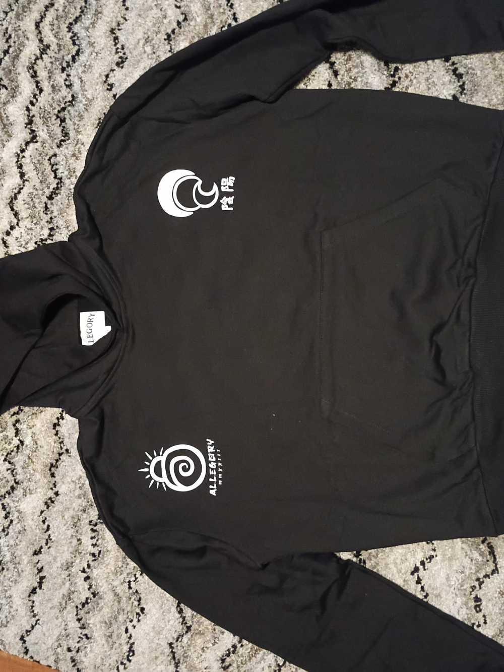 Allegory Black Graphic Hoodie Medium
